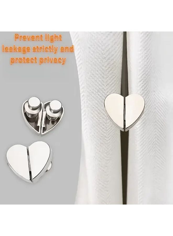8 Pieces Heart Shaped Magnetic Shower Curtain Hooks Silvery Detachable Aluminum Alloy - Image 2