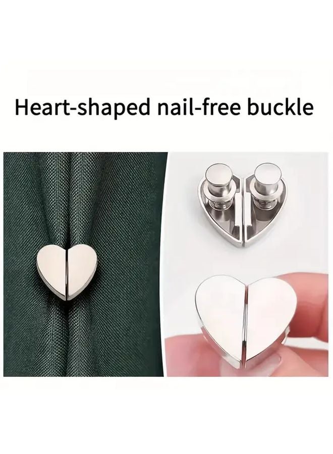 8 Pieces Heart Shaped Magnetic Shower Curtain Hooks Silvery Detachable Aluminum Alloy - Image 3