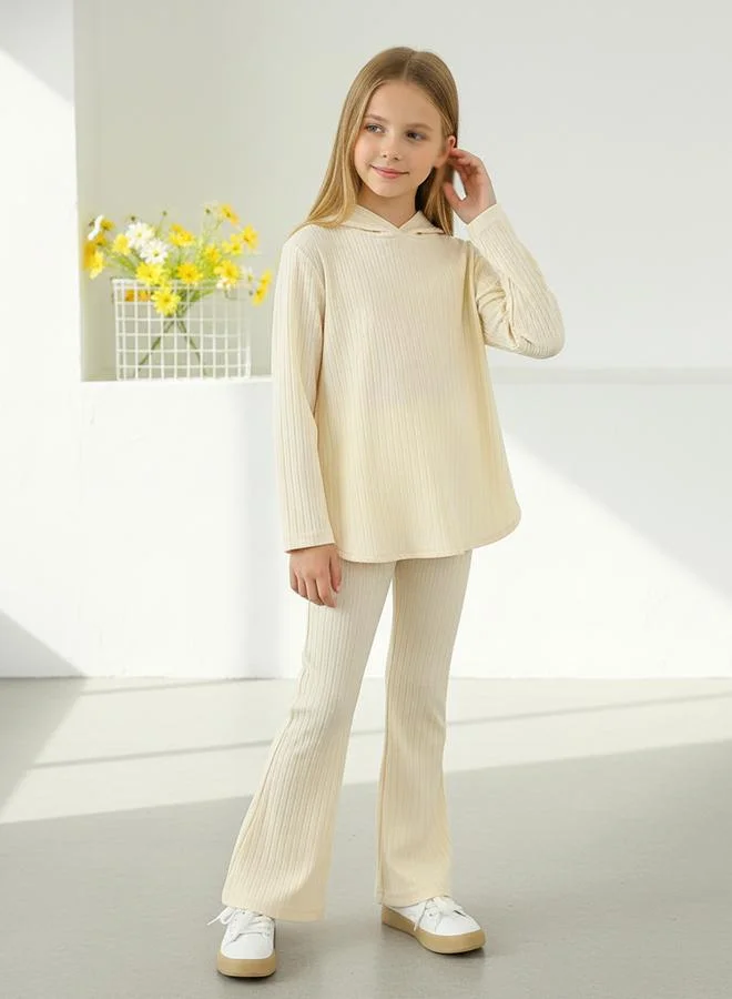 Take Two Girl's Solid Hoodie Sweatshirt With Pants Set