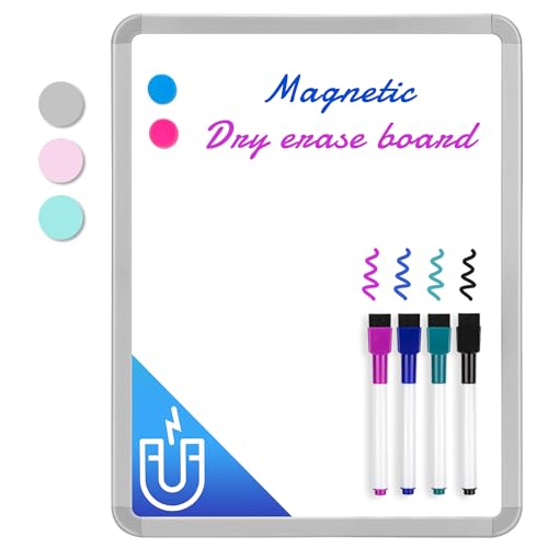 VUSIGN Small White Board Dry Erase, 14'' x 11'' Magnetic Dry Erase Board, Mini Whiteboard with Markers for Kids, Students, Fridge, Wall, Locker - Image 1