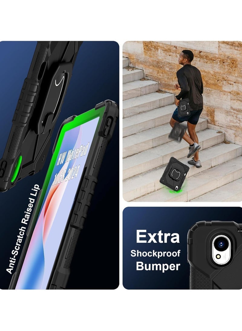 general Case Compatible with Huawei MatePad 11.5 S 2024 Tablet Case, Shockproof Military Grade Protective Cover with Shoulder Strap & Handle Grip Ring Kickstand - Image 3