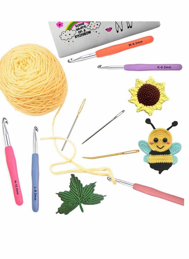 KASTWAVE Crochet Hooks Set, Ergonomic Grip Soft Handles Aluminum Crochet Hook Smooth Knitting Needles Kit with Bag for Arthritic Hands, Extra Long?Knit Needles Weave Yarn Set, Best for Women - Image 2