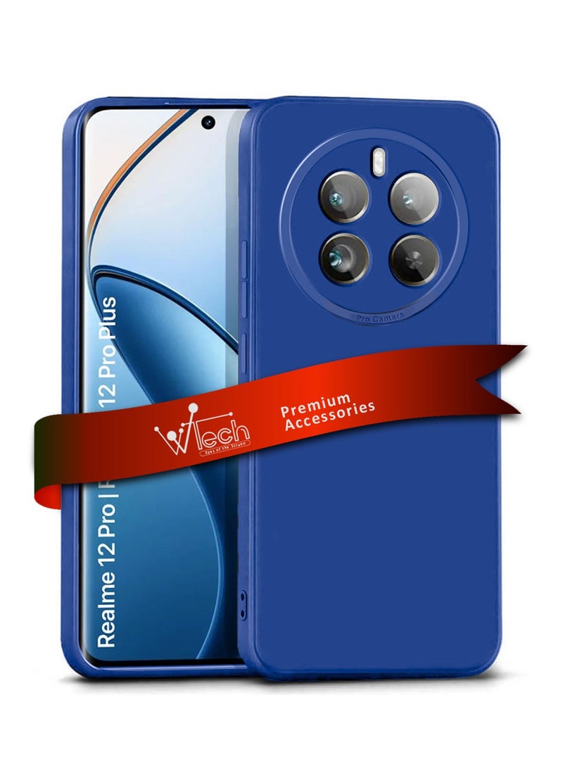 Wtech Soft Liquid Silicone Case Cover For Realme 12 Pro / 12 Pro+ / 12 Pro Plus 5G 2024 Navy Blue - Image 1