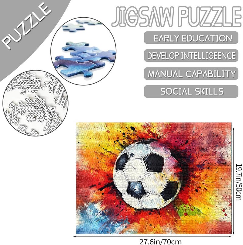 Tucocoo Soccer Ball Jigsaw Puzzles for Adults 1000 Pieces Football Watercolor Art Puzzles for Adults DIY Crafts Puzzles for Home Decoration Gifts Family Challenging Puzzle Perfect for Game Nights - Image 2