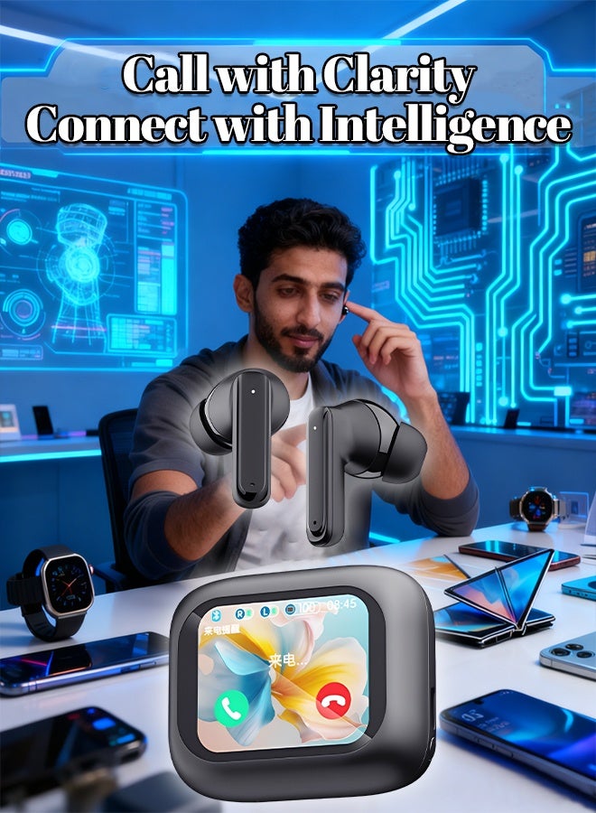 Professional Wireless In-Ear Bluetooth Earbuds with Noise Cancellation, Translation Function & Touchscreen Display - Image 1