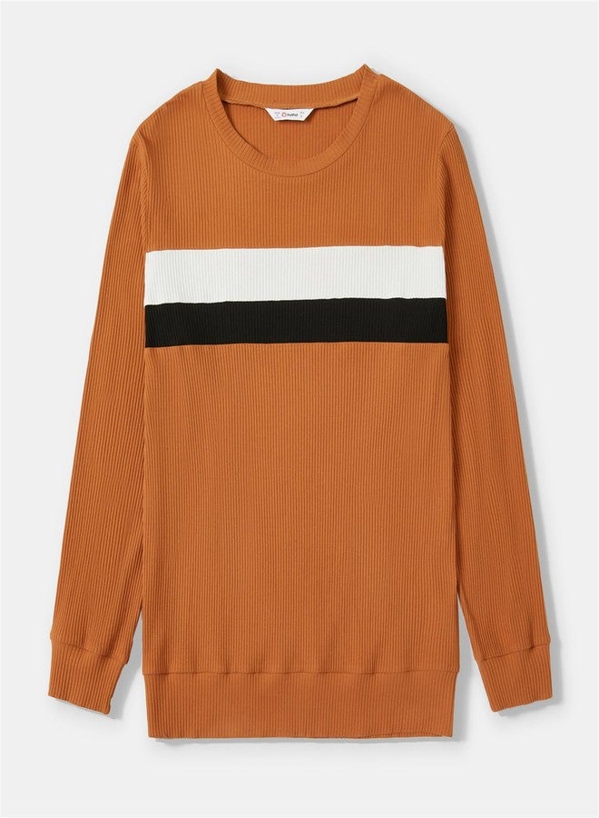 Patpat أزياء مطابقة للعائلة من PATPAT فساتين ضيقة بأكمام طويلة من قطن مضلع ملون وبلوزات علوية مجموعة للأطفال الأولاد 2 سنوات - Image 4