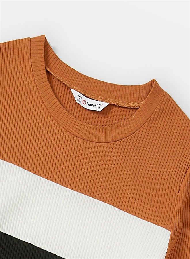 Patpat أزياء مطابقة للعائلة من PATPAT فساتين ضيقة بأكمام طويلة من قطن مضلع ملون وبلوزات علوية مجموعة للأطفال الأولاد 2 سنوات - Image 5