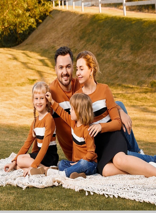 Patpat أزياء مطابقة للعائلة من PATPAT فساتين ضيقة بأكمام طويلة من قطن مضلع ملون وبلوزات علوية مجموعة للأطفال الأولاد 2 سنوات - Image 2