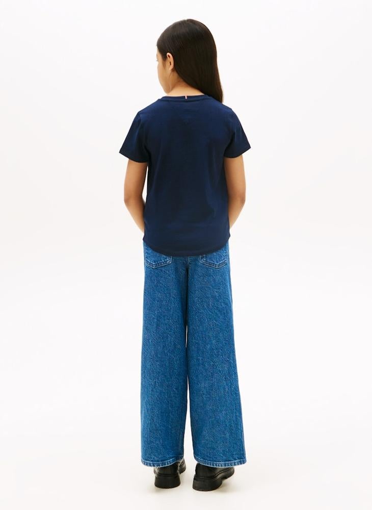 تومي هيلفيغر تيشيرت كرو نيك بطبعة سكريبت للأطفال - Image 2