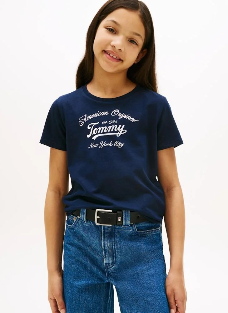 تومي هيلفيغر Kids Script Crew Neck T-Shirt