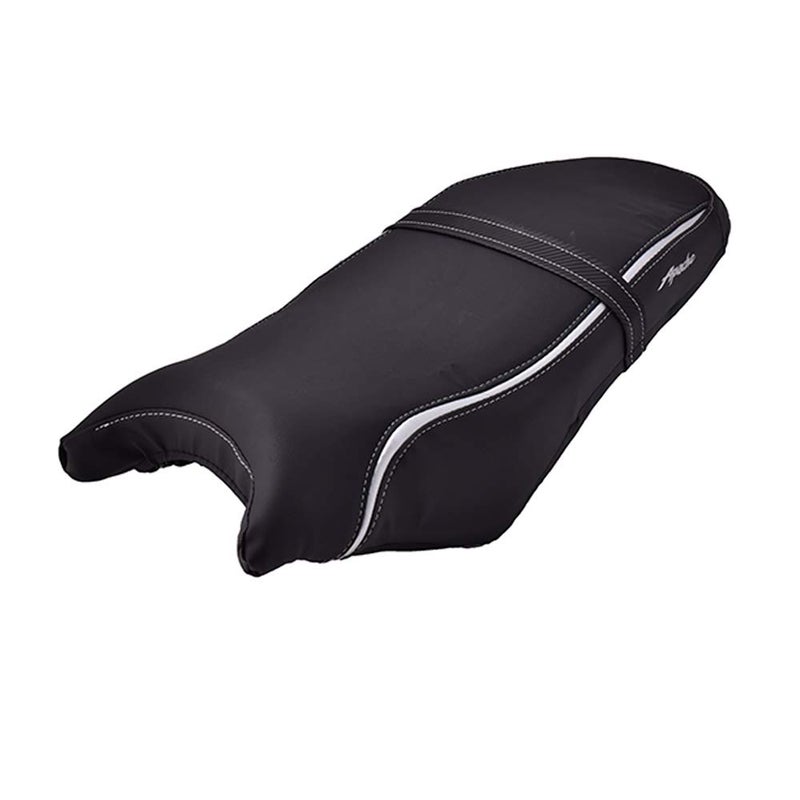 TVS Apache 160 2V Seat Cover for Sweat Free Comfortable Riding| Nylon Thread Stitching for Strength| Bike Riding Accessories|Heat & UV Ray Protection|Premium PVC Rexin Material -Black/Silver - Image 3