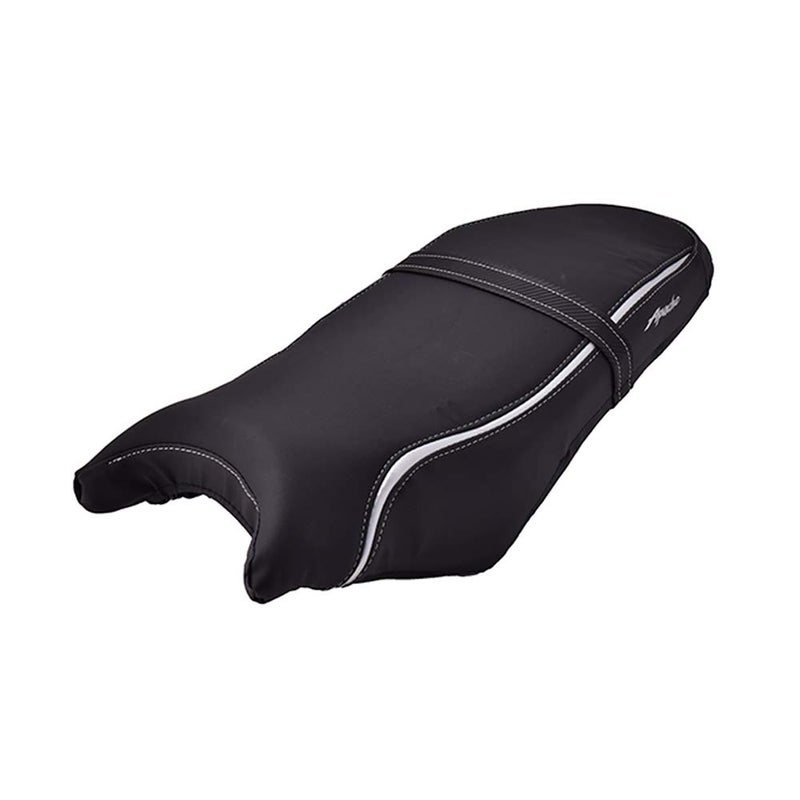 TVS Apache 160 2V Seat Cover for Sweat Free Comfortable Riding| Nylon Thread Stitching for Strength| Bike Riding Accessories|Heat & UV Ray Protection|Premium PVC Rexin Material -Black/Silver - Image 2