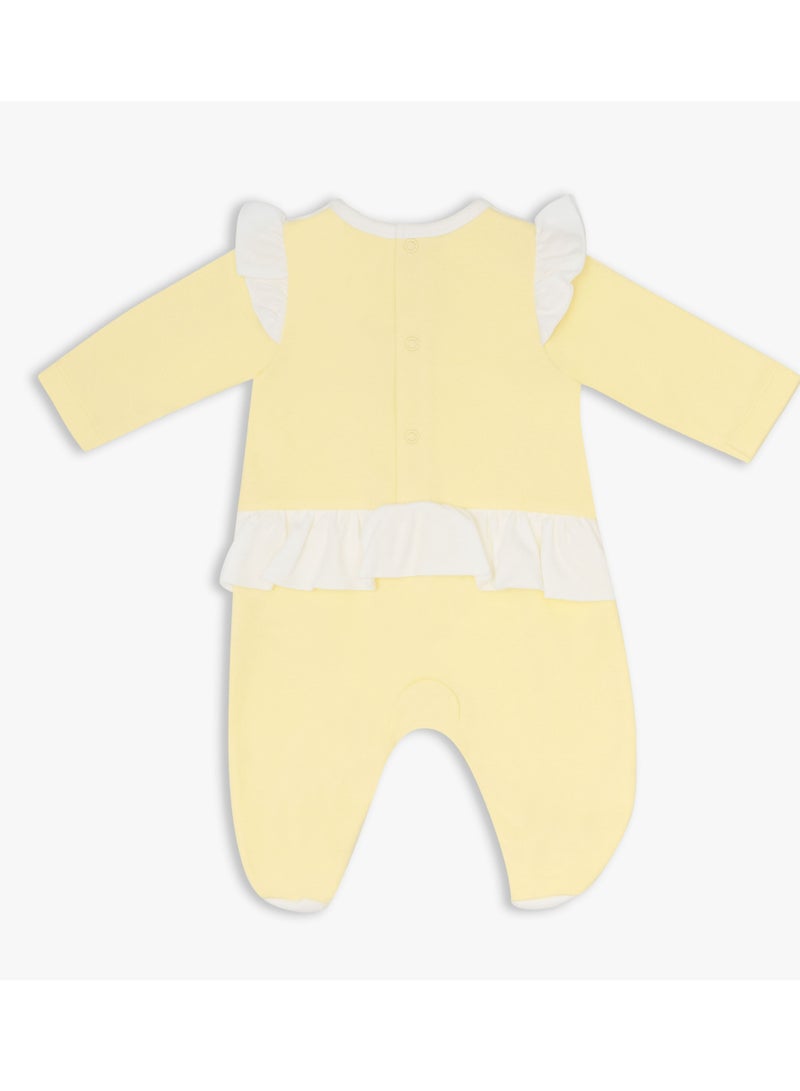 Moon بدلة نوم MOON مصنوعة من القطن بنسبة 100%، مقاس 0-1 شهر، باللون الأصفر - قلوب ليمونية - Image 2