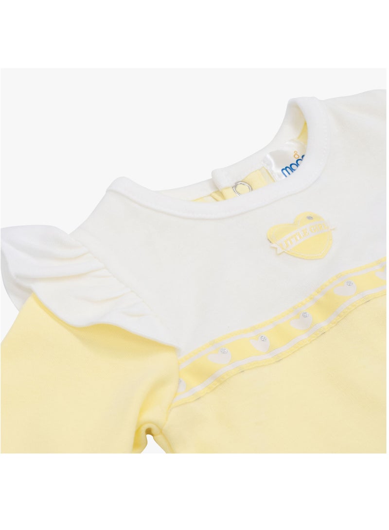 Moon بدلة نوم MOON مصنوعة من القطن بنسبة 100%، مقاس 0-1 شهر، باللون الأصفر - قلوب ليمونية - Image 4