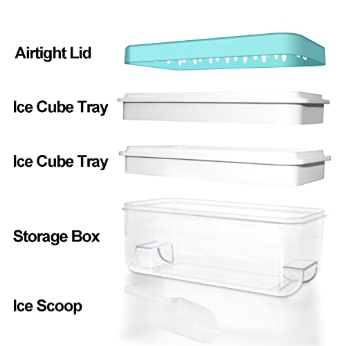 QUELIEN Ice Cube Trays for Freezer With Bin, Scoop, and Press Plate - 2 Tiers, Lid Included - Image 5
