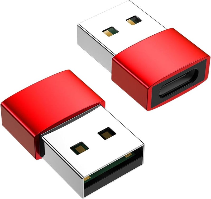 Red USB C Female to USB A Male Adapter 2 Pack OTG for Fast File Transfer and Charging - Image 2