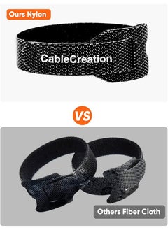 erorex 50Pcs Fastening Cable Ties Reusable Premium 6 Inch Adjustable Cord Ties Nylon Cable Management Straps Hook Loop Cord Organizer Wire Ties Reusable Black  - Image 2