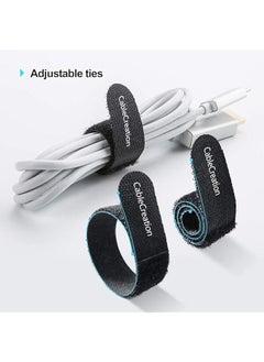 erorex 50Pcs Fastening Cable Ties Reusable Premium 6 Inch Adjustable Cord Ties Nylon Cable Management Straps Hook Loop Cord Organizer Wire Ties Reusable Black  - Image 3