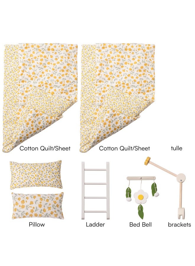 ROBOTIME Baby Doll Bunk Beds, Doll Cribs for 18 inch Dolls, Wooden Doll Beds Cribs fits American Girls (Wood, 2 Pcs Beds) - Image 3