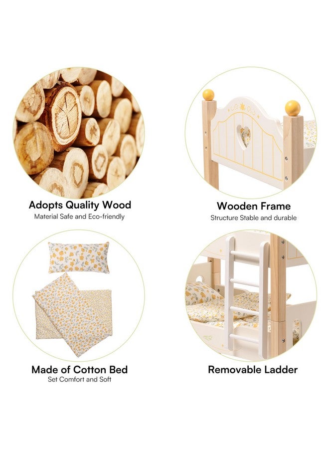 ROBOTIME Baby Doll Bunk Beds, Doll Cribs for 18 inch Dolls, Wooden Doll Beds Cribs fits American Girls (Wood, 2 Pcs Beds) - Image 4
