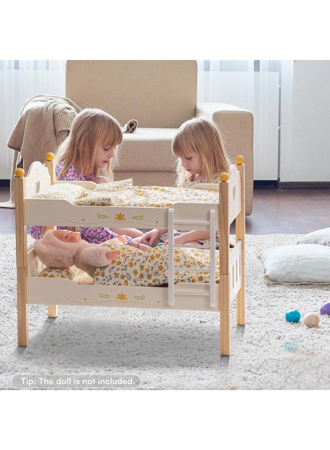 ROBOTIME Baby Doll Bunk Beds, Doll Cribs for 18 inch Dolls, Wooden Doll Beds Cribs fits American Girls (Wood, 2 Pcs Beds) - Image 5