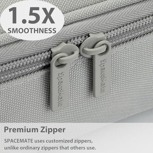 SPACEMATE Pencil Case Pouch Box Bag School Supplies Girls Boys Kids, Cute Preppy Stuff Large Big Capacity Aesthetic Pen Organizer, Back to College Stationary, Light Gray, Standard Stlye, 1800ml - Image 4
