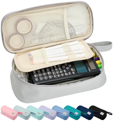 SPACEMATE Pencil Case Pouch Box Bag School Supplies Girls Boys Kids, Cute Preppy Stuff Large Big Capacity Aesthetic Pen Organizer, Back to College Stationary, Light Gray, Standard Stlye, 1800ml - Image 1