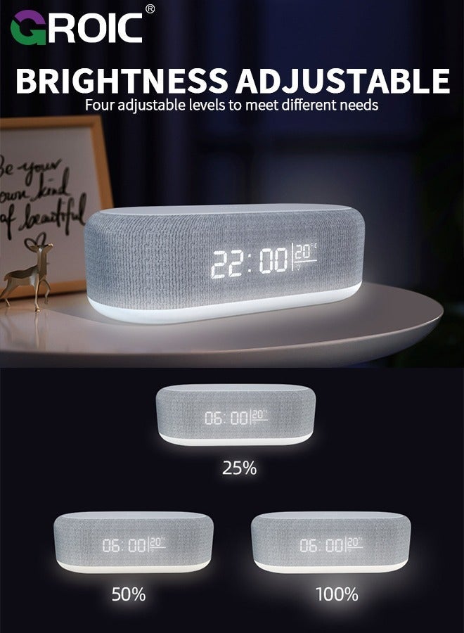 GROIC Alarm Clock with Wireless Charging 15W Fast, Clocks for Bedrooms 0-100% Dimmer, Dual Digital Temperature Display Heavy Sleepers Adults Bedside - Image 5
