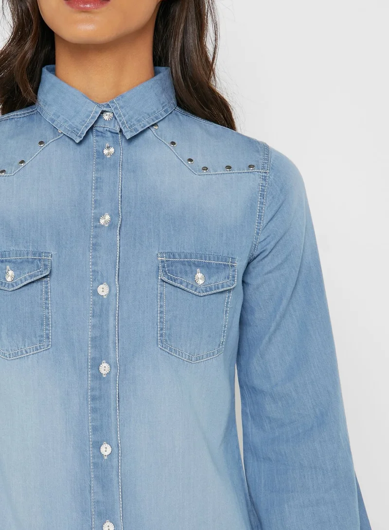 Iconic Bell Sleeve Denim Shirt