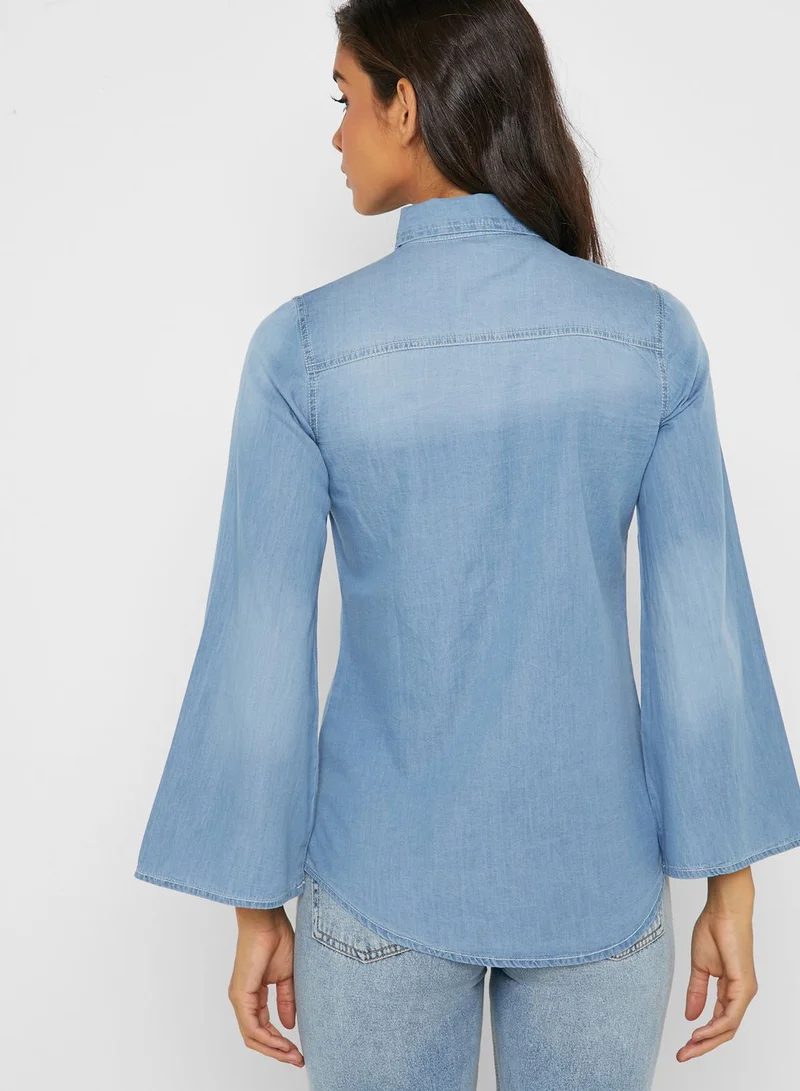 Iconic Bell Sleeve Denim Shirt