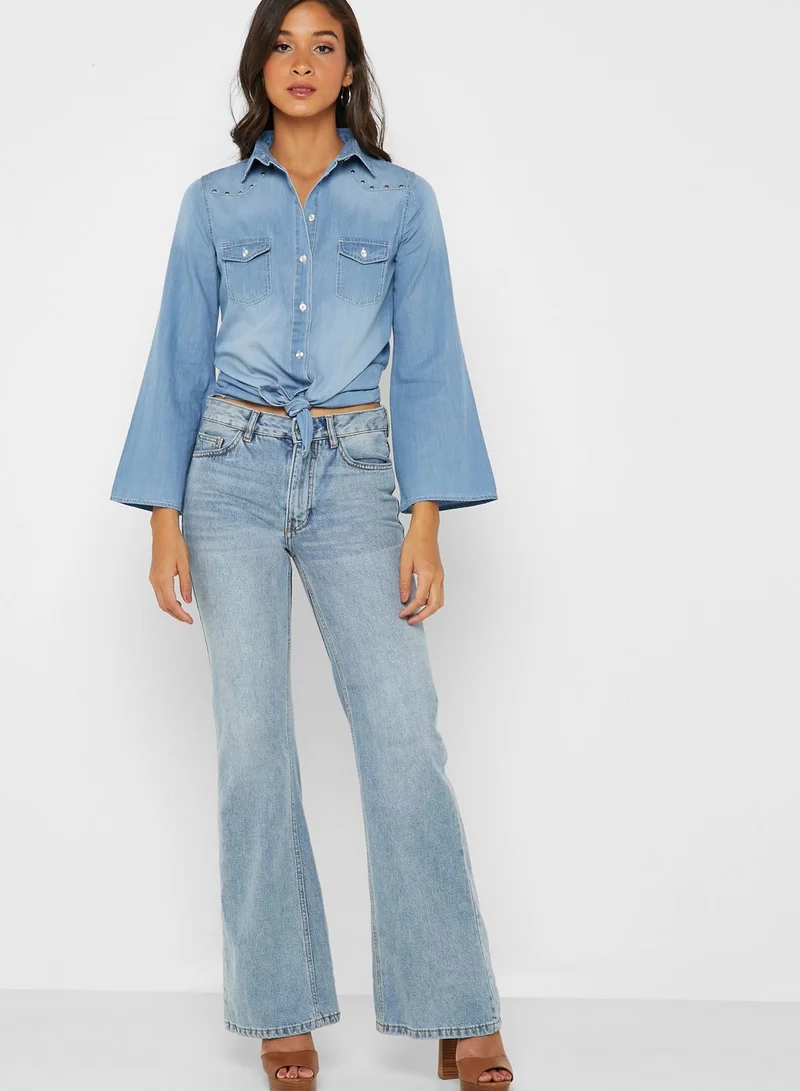 Iconic Bell Sleeve Denim Shirt