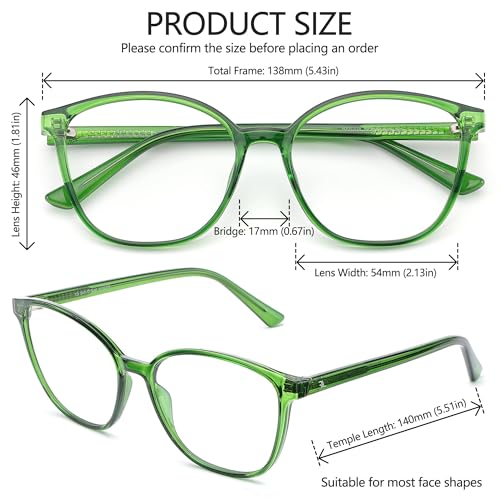 JFXQDR Women's Blue Light Blocking Glasses, TR90 Frame Computer Gaming Glasses Anti Eyestrain & UV Glare RF6208 (Basil Green) - Image 4