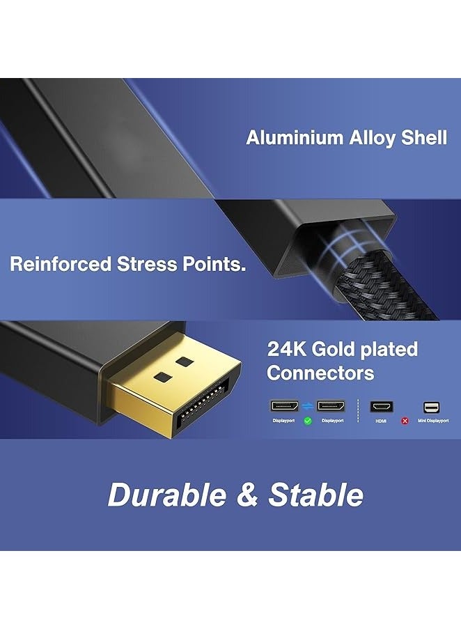 Mowsil DisplayPort Cable 2 Mtr, DP Cable 1.4, 8K@60Hz,Gold-Plated Braided High Speed Display Port Cable for Gaming Monitor, Graphics Card, TV, PC, Laptop - Image 3