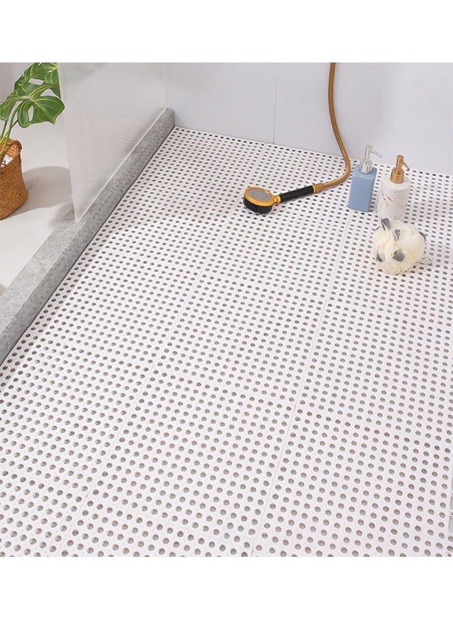 Kutis 12-Piece Bathroom Anti-slip Mats Kitchen Shower Toilet Hollow Floor Mat Spandex White 30 x 30 Centimeter - Image 2