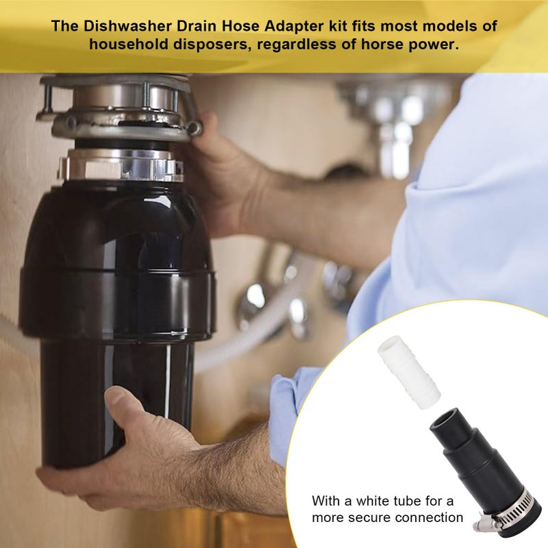 Dishwasher Drain Hose Adapter Compatible with Insinkerator Garbage Disposals,Juvaeny 1 Set Dishwasher Drain and Disposal Connector Kit - Image 2