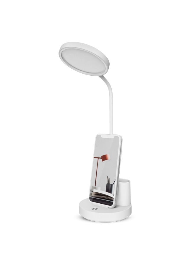 GEEPAS Rechargeable Reading Lamp , Table Light with Phone Holder, Lithium Battery/ Perfect for Studying, Working, Travelling, Used at Home and Office/ Light-Weight and Compact Design, White  - Image 3