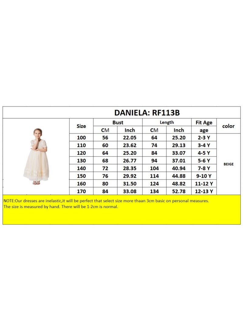 D'Daniela Girls Beige Ruffled Dress - Image 4