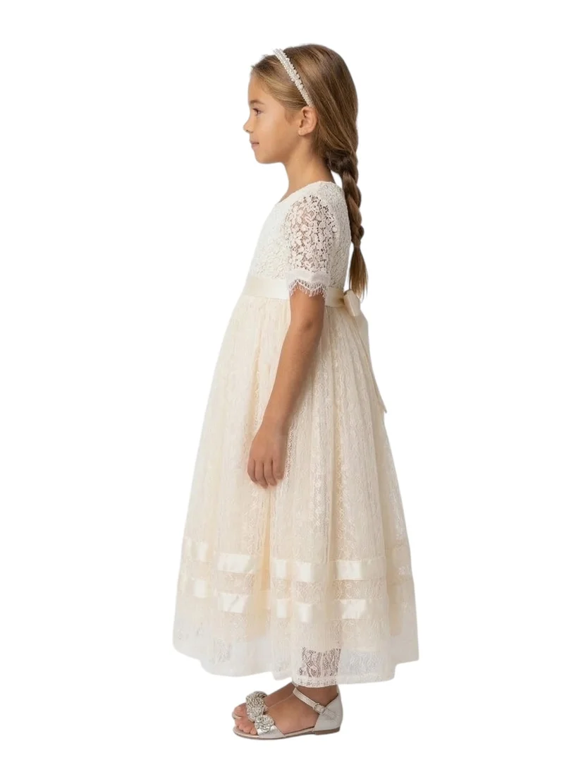 دىدانيالا فستان بناتي بيج مكشكش