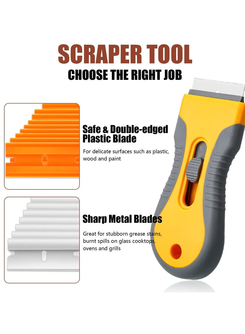 SOLARAE Razor Blades, Scraper Tools, Cleaning Squeegee Tools Double Edge Plastic Blades, Single Edge Metal Blades for Scrapers, Cutting Tools Decal Label Adhesive Removal, Kitchen Cleaning Tools (Pack of 200) - Image 3