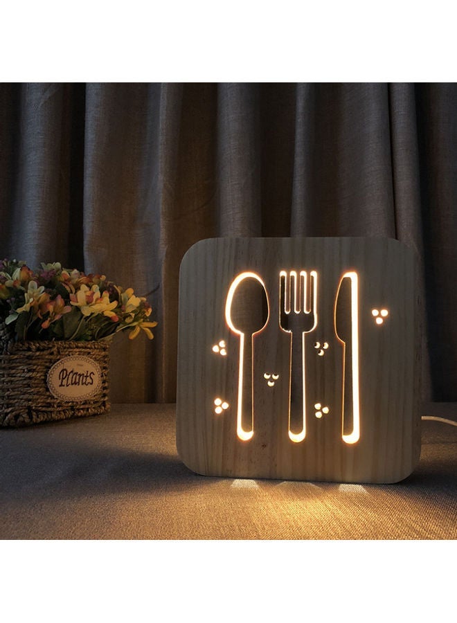 NIBEMINENT Tableware Shaped Hollow Table Lamp Brown 19x19cm - Image 5