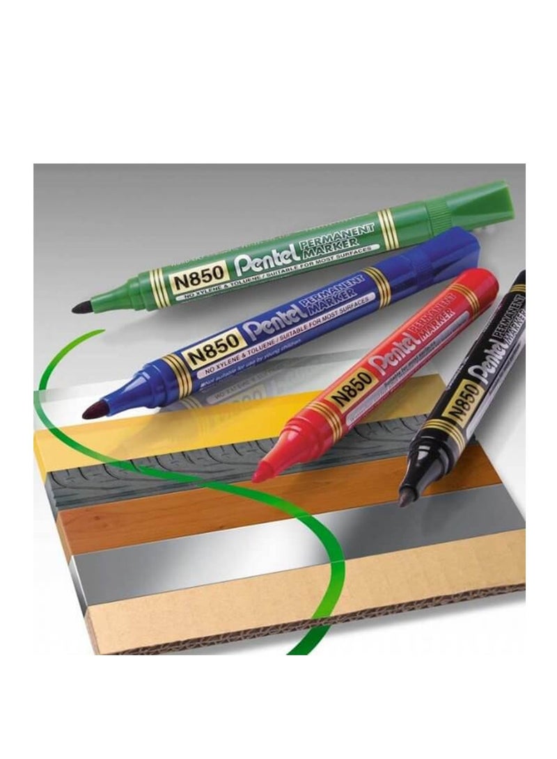 Pentel علامة دائمة من 4 قطع برأس مدبب حبر أحمر - Image 3