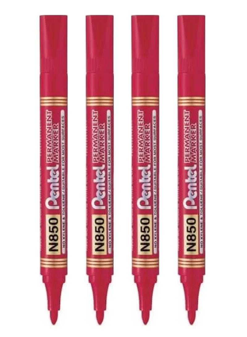 Pentel علامة دائمة من 4 قطع برأس مدبب حبر أحمر - Image 1