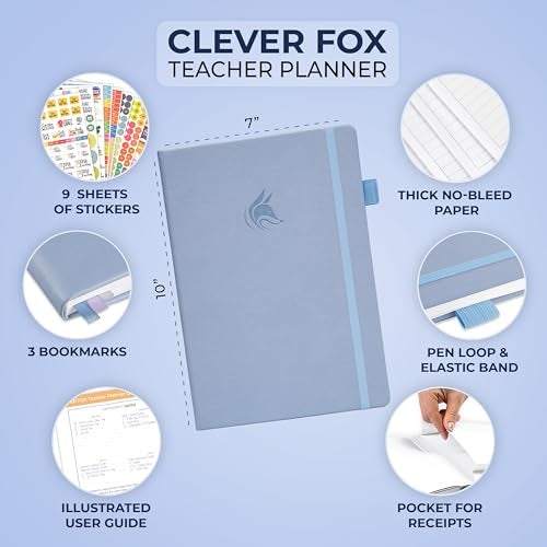 Clever Fox Teacher Planner – School Year Planner with Calendars & Lesson Plans – Teacher Plan Book for Classroom & Homeschool Organization - Undated, 7x10″, Hardcover (Periwinkle) - Image 2