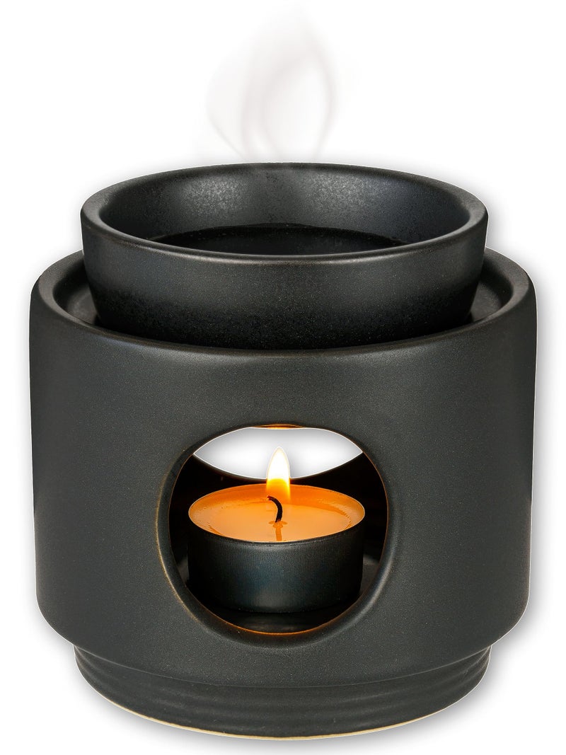 rooted  Ceramic design oil burner  Ceramic design aroma lamp  Candle burner for essential oils wax melts  tea light oil burner  black matt