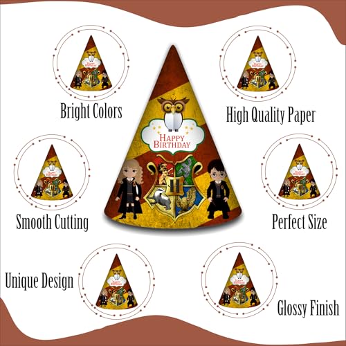 Party Baazaar Magical Wizard Birthday Caps | Magical Hats for Fantasy-Themed Parties | Wizard Theme Party Hats (Pack of 10) - Image 5