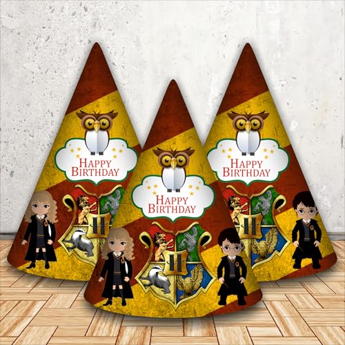 Party Baazaar Magical Wizard Birthday Caps | Magical Hats for Fantasy-Themed Parties | Wizard Theme Party Hats (Pack of 10) - Image 1