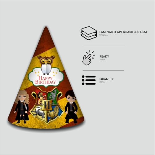 Party Baazaar Magical Wizard Birthday Caps | Magical Hats for Fantasy-Themed Parties | Wizard Theme Party Hats (Pack of 10) - Image 2