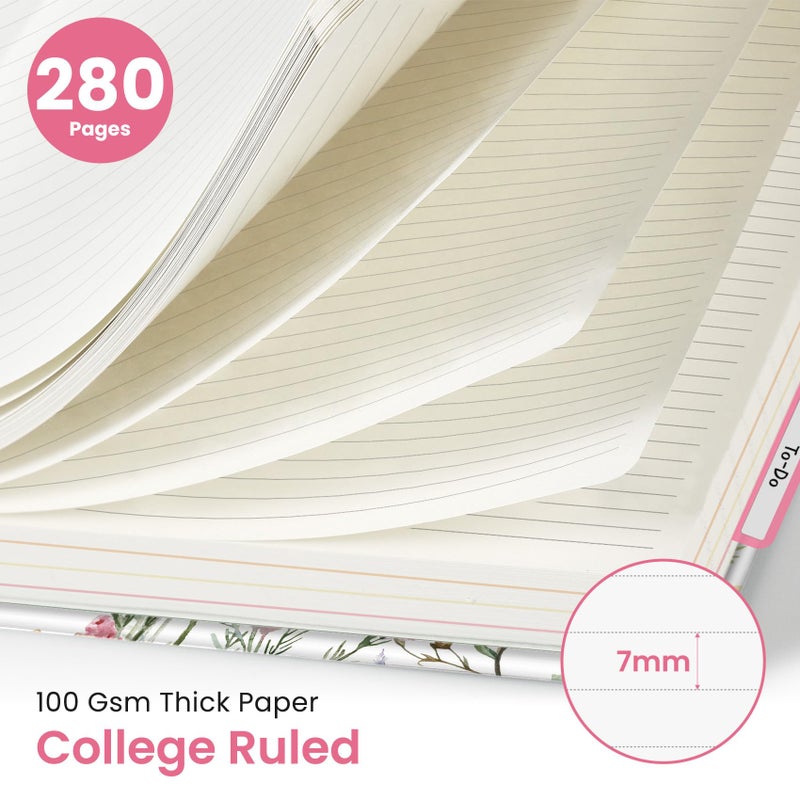 Taja Large Spiral Lined Notebooks for Work with Removable Dividers & Tabs, 8.5"x11" Pretty Hardcover 5 Subject Notebook Journal for Women, College Ruled, Perfect for Study & Office Organization, 280 Pages,Wildflowers - Image 2