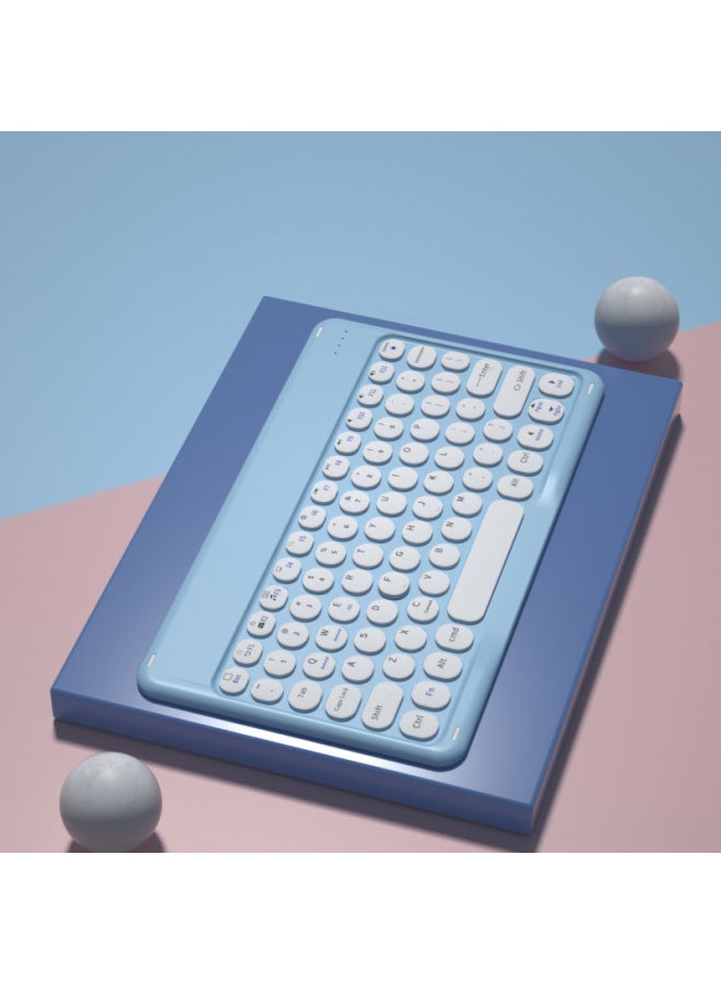 Spot For Ipad For Huawei Tablet Lenovo Xiaoxin Padpro11 Wireless Bluetooth Keyboard Round Key Hat Thai French-Color:Mist Blue - Image 1