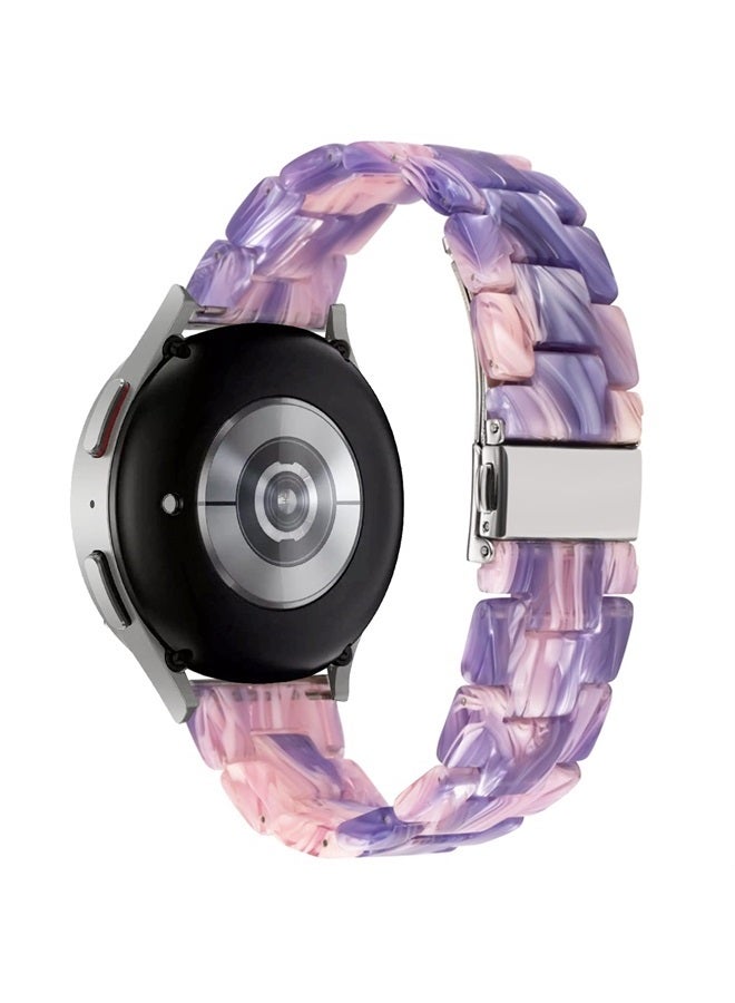 DEALELE Bands Compatible with Samsung Galaxy Watch 6/6 Classic / 5/5 Pro/Galaxy Watch 4/4 Classic / 3 41mm / Active 2, 20mm Colorful Resin Replacement Strap for Women Men(Purple pink) - Image 2